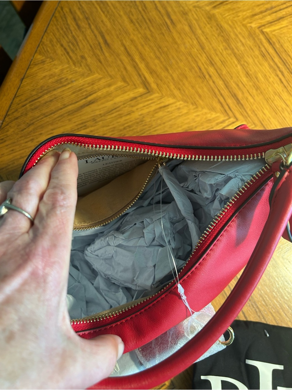 New Ralph Lauren Red Leather Shoulder Bag - Picture 8 of 12